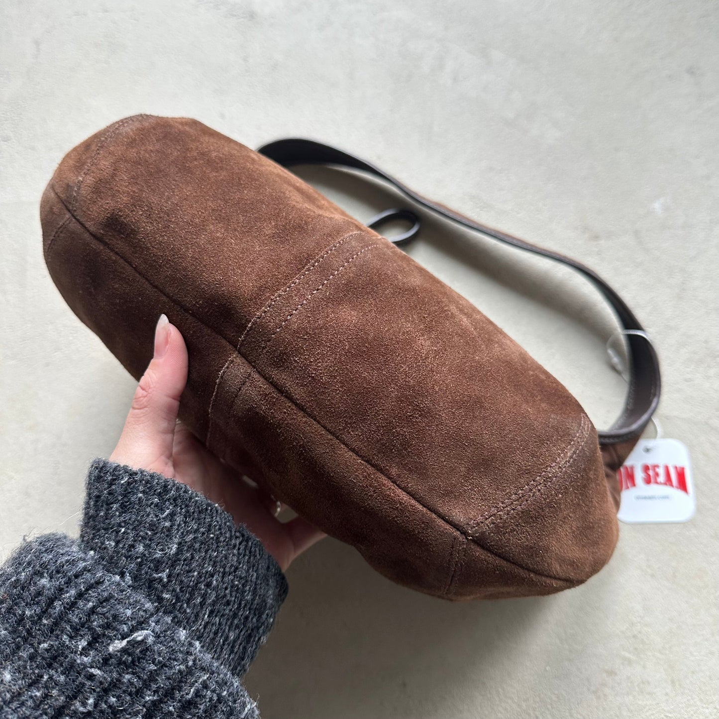 vintage y2k coach brown suede croissant ergo style shoulder bag