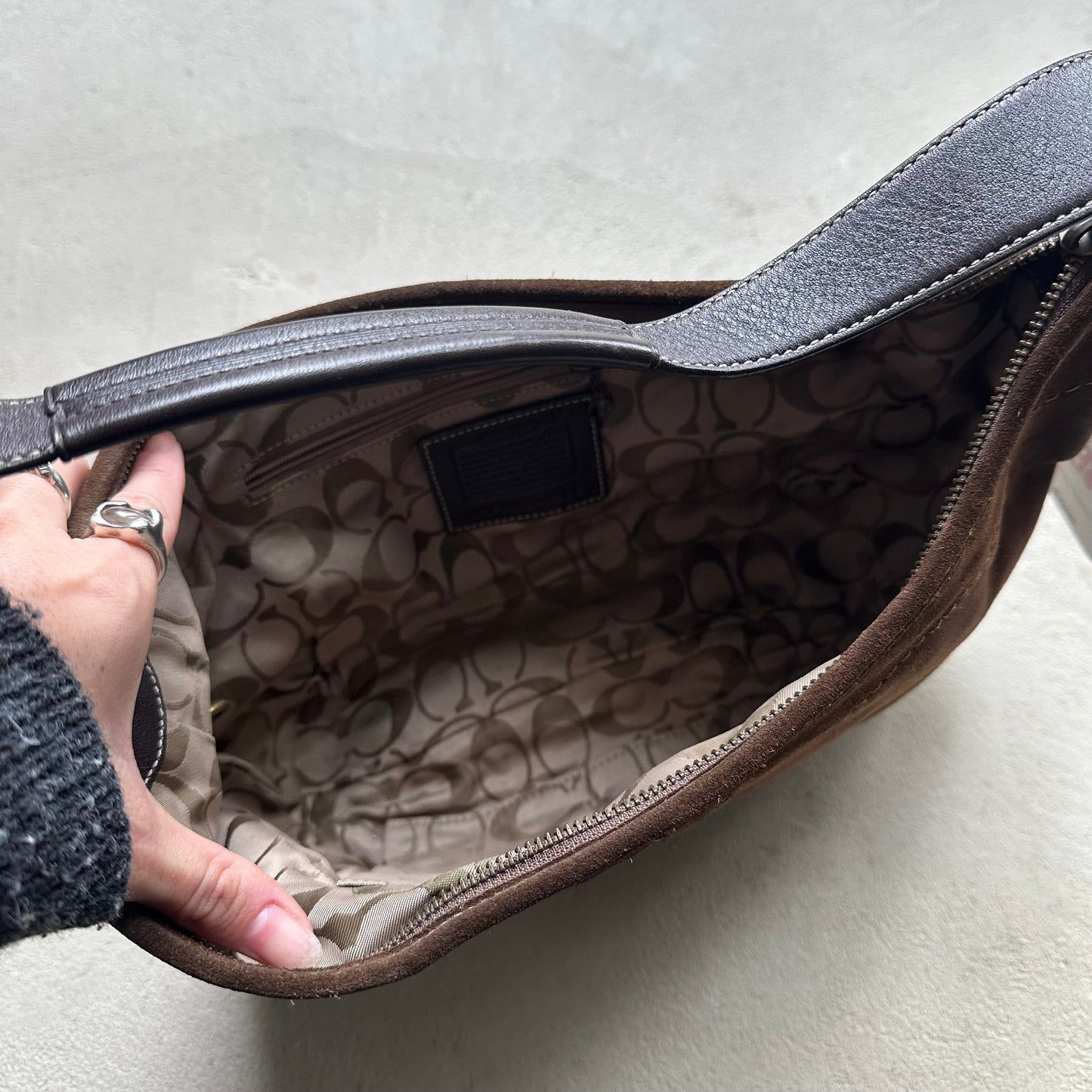 vintage y2k coach brown suede croissant shoulder bag 1