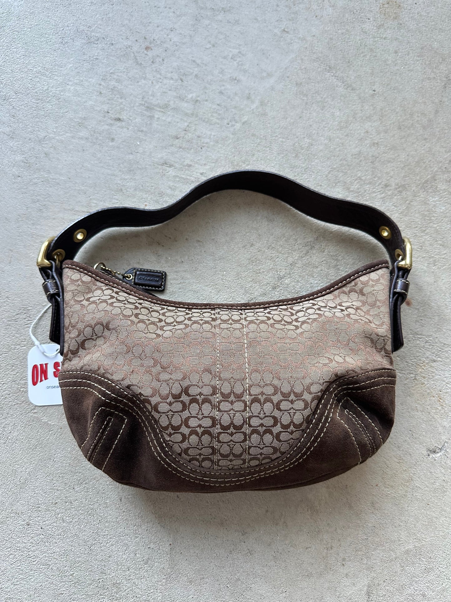 vintage y2k coach croissant suede shoulder bag