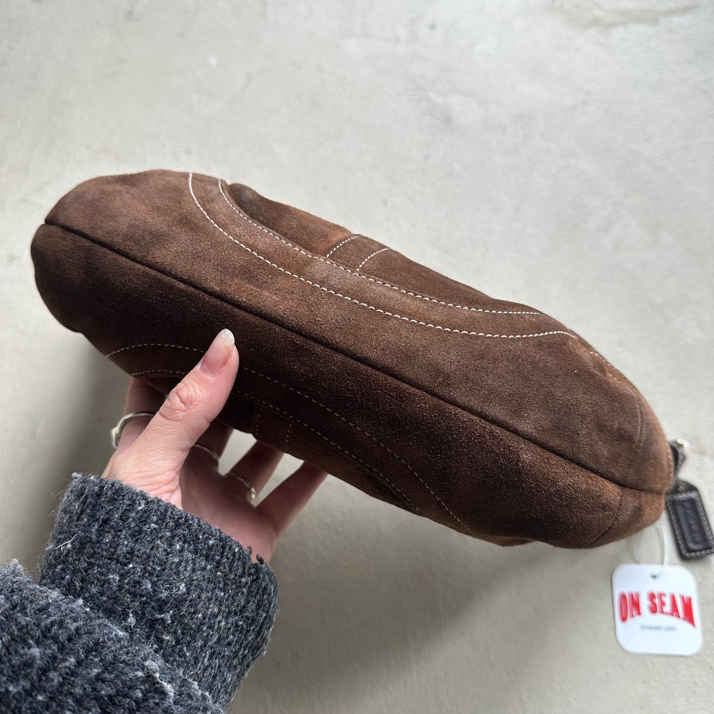 vintage y2k coach brown suede croissant shoulder bag 1