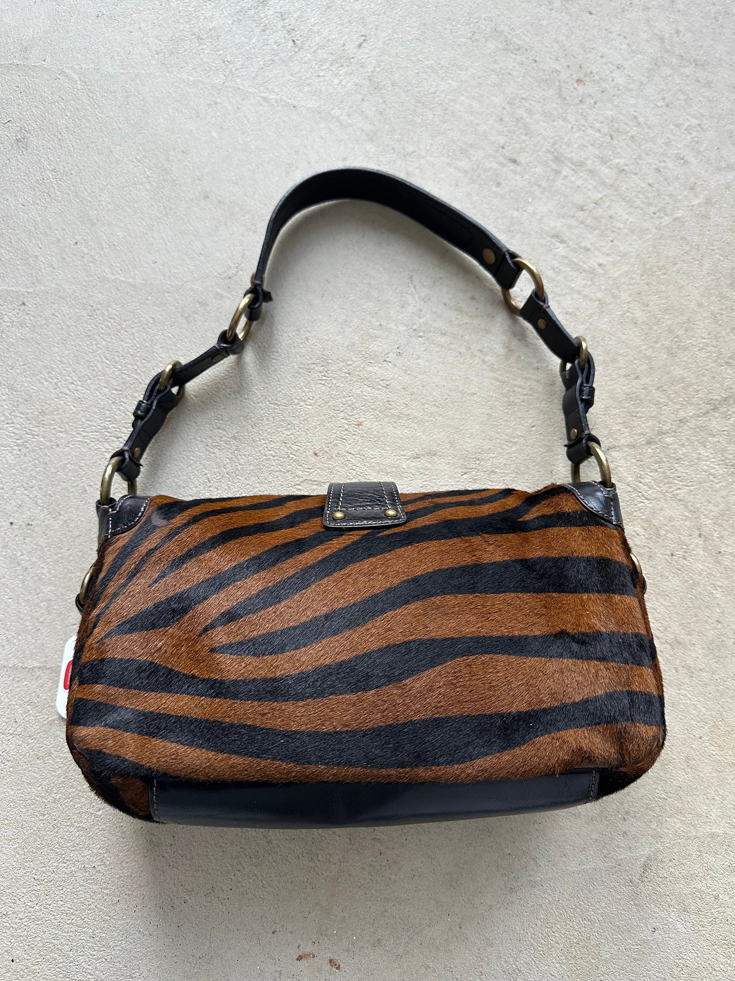 rare vintage y2k coach tiger print pony hair shoulder bag