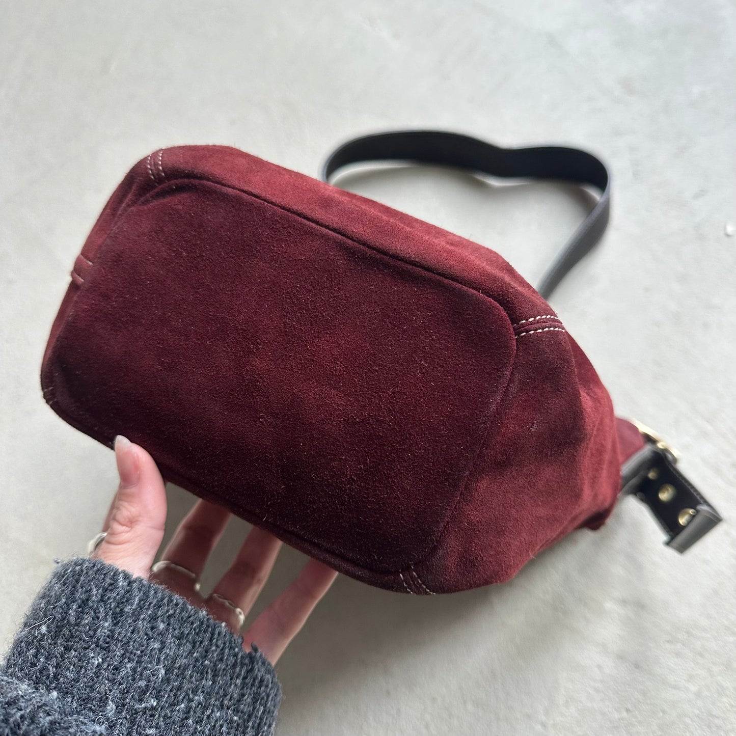 vintage coach red suede shoulder bag