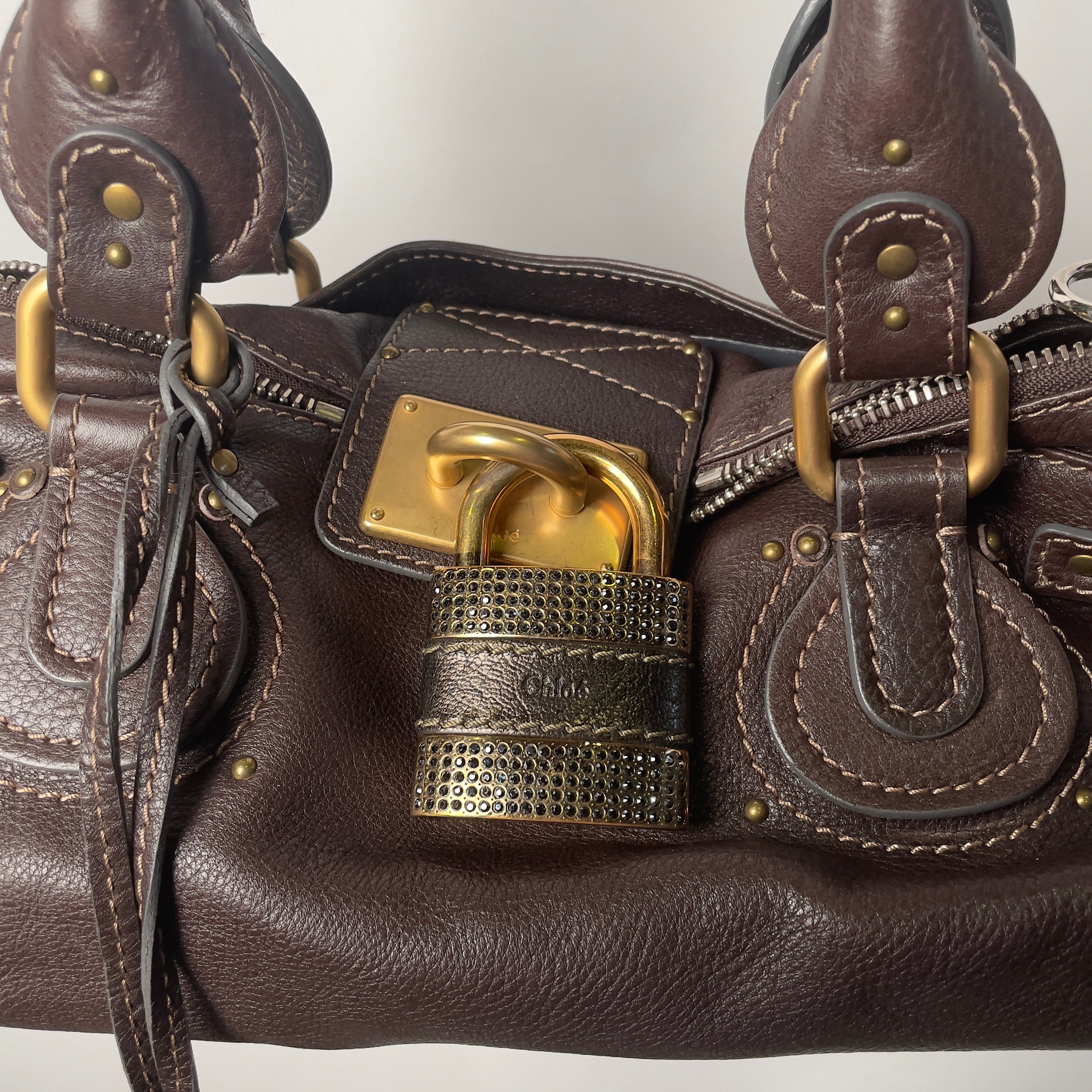 🔥 Pre-owned CHLOÉ 2011 brown paddington bag Swarovski 🔥