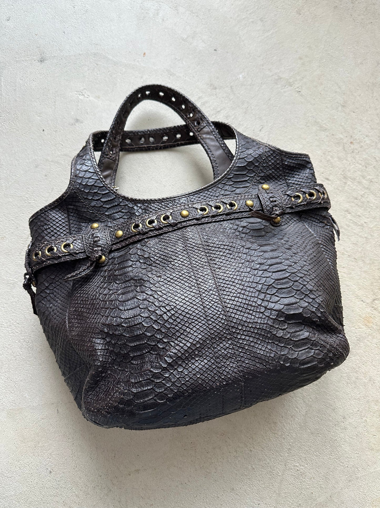 rare coach python embossed leather ergo style tote bag