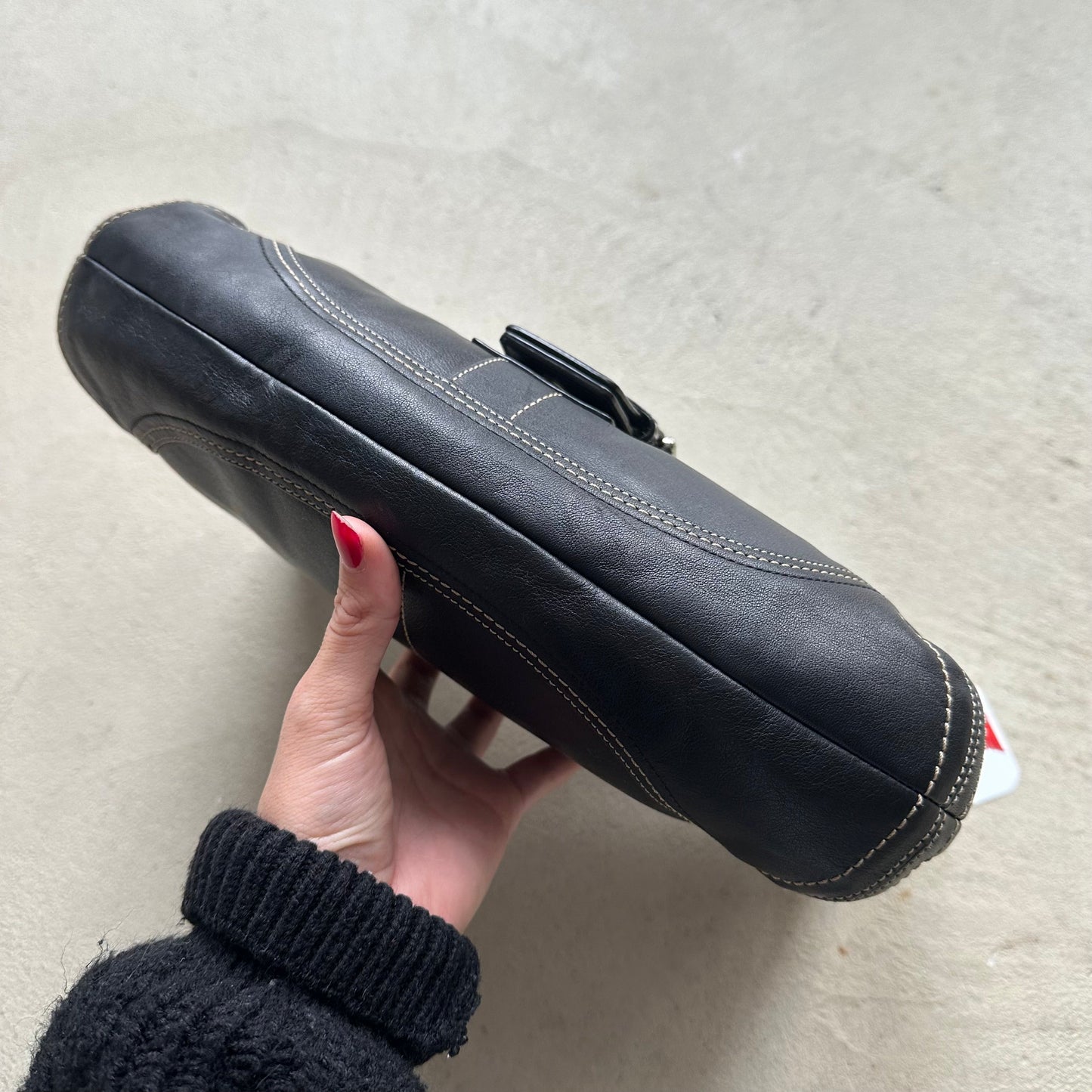 vintage y2k coach black leather soho shoulder bag 25