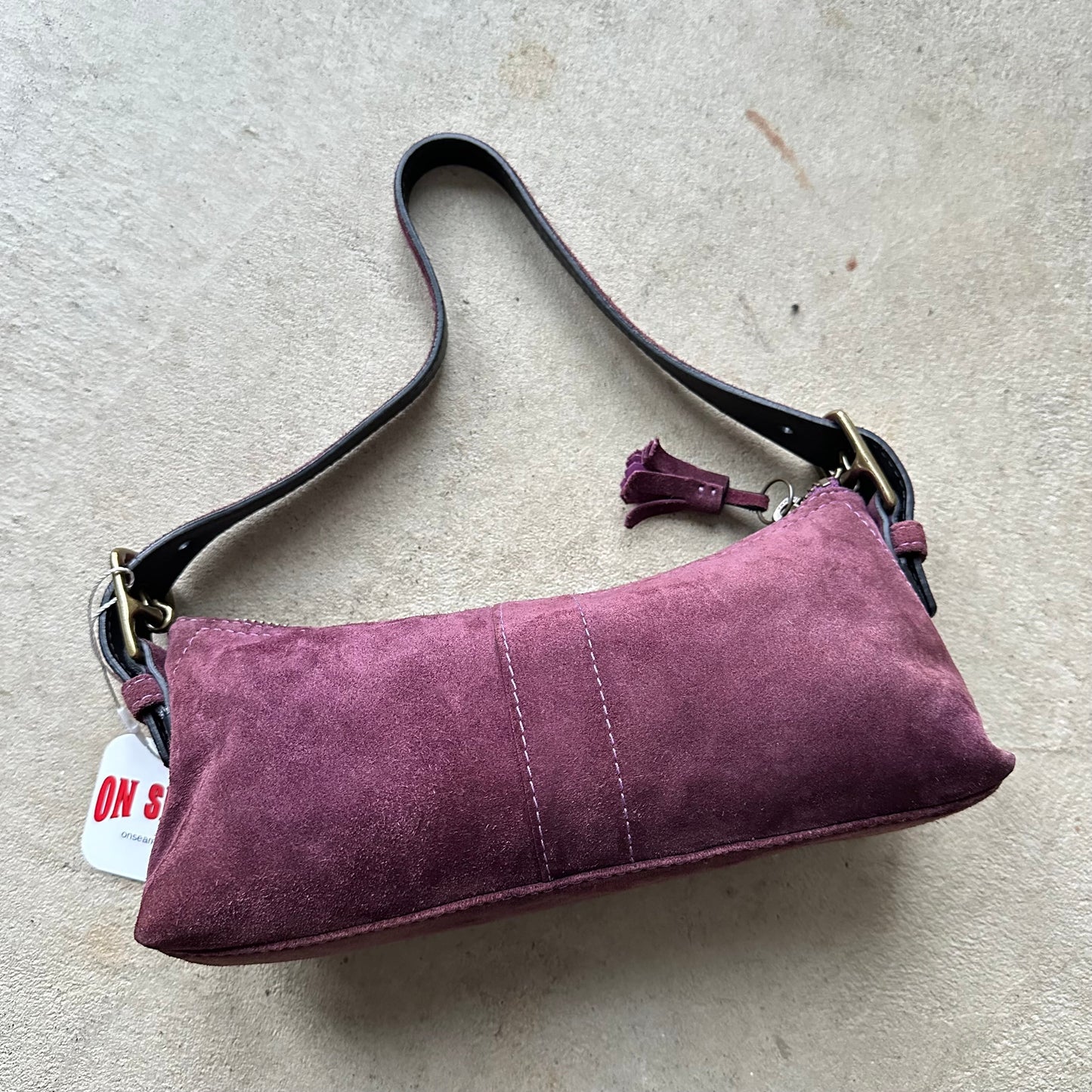 vintage y2k coach purple suede baguette shoulder bag