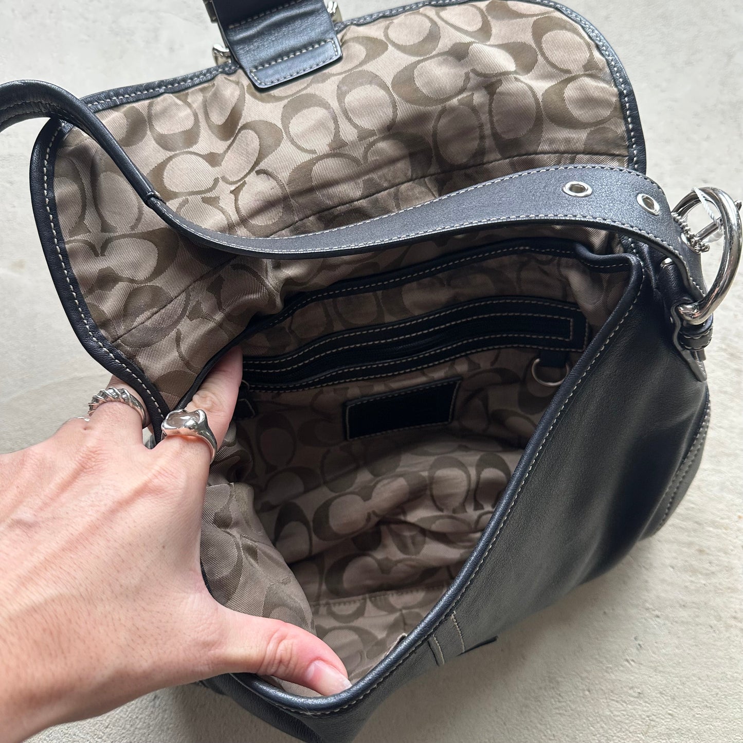 vintage y2k coach black leather soho shoulder bag 26