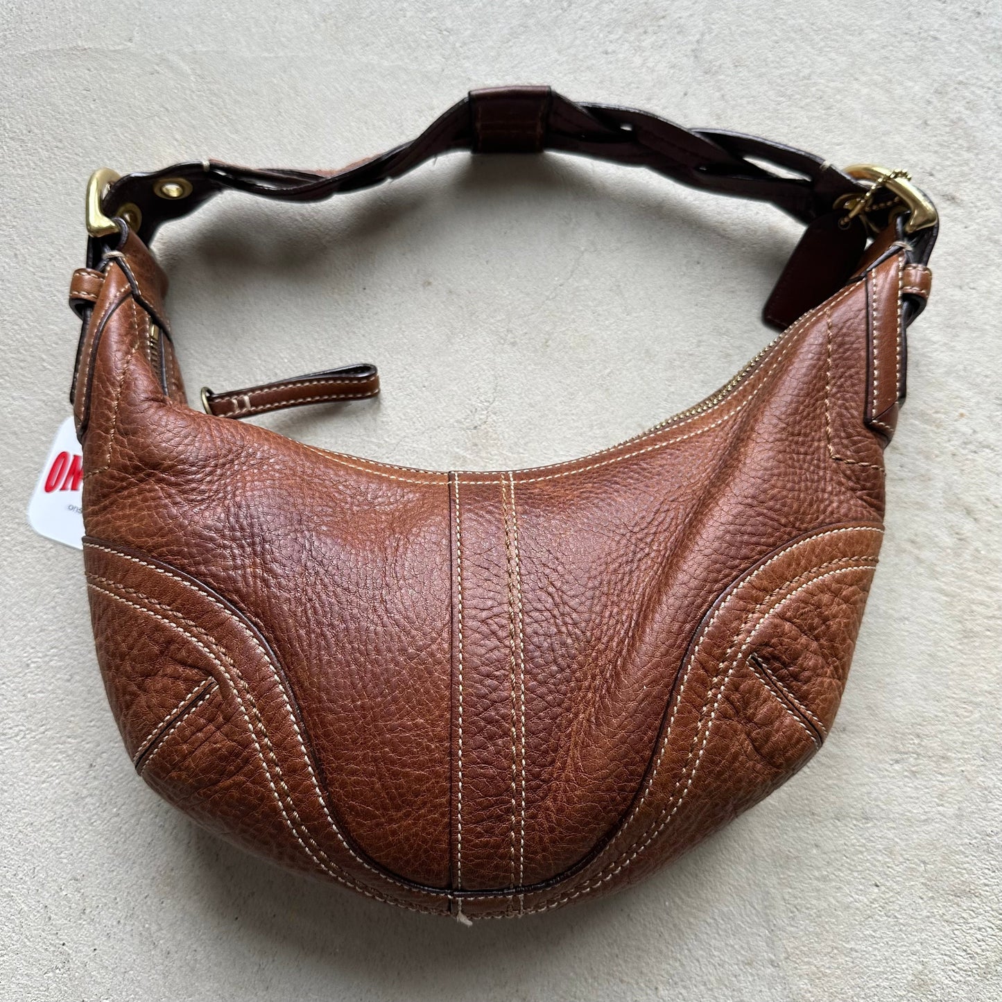 vintage y2k coach brown croissant leather shoulder bag