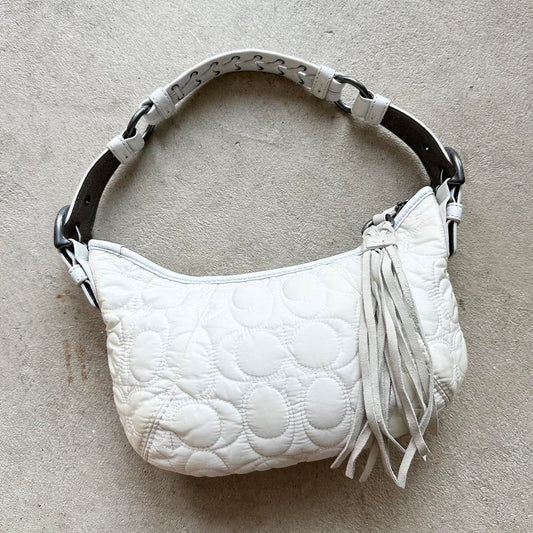 vintage y2k coach quilted white hobo shoulder bag 3