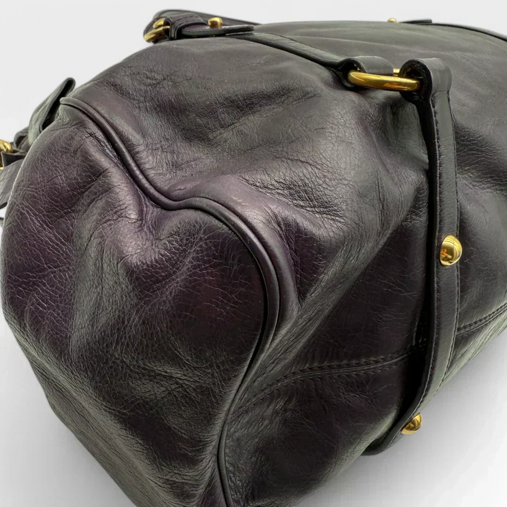 🔥 Pre-owned Miu Miu handbag Vitello Satchel purple 🔥