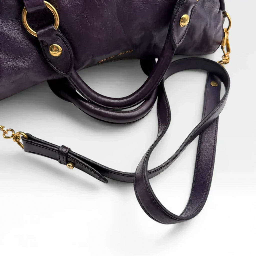 🔥 Pre-owned Miu Miu handbag Vitello Satchel purple 🔥