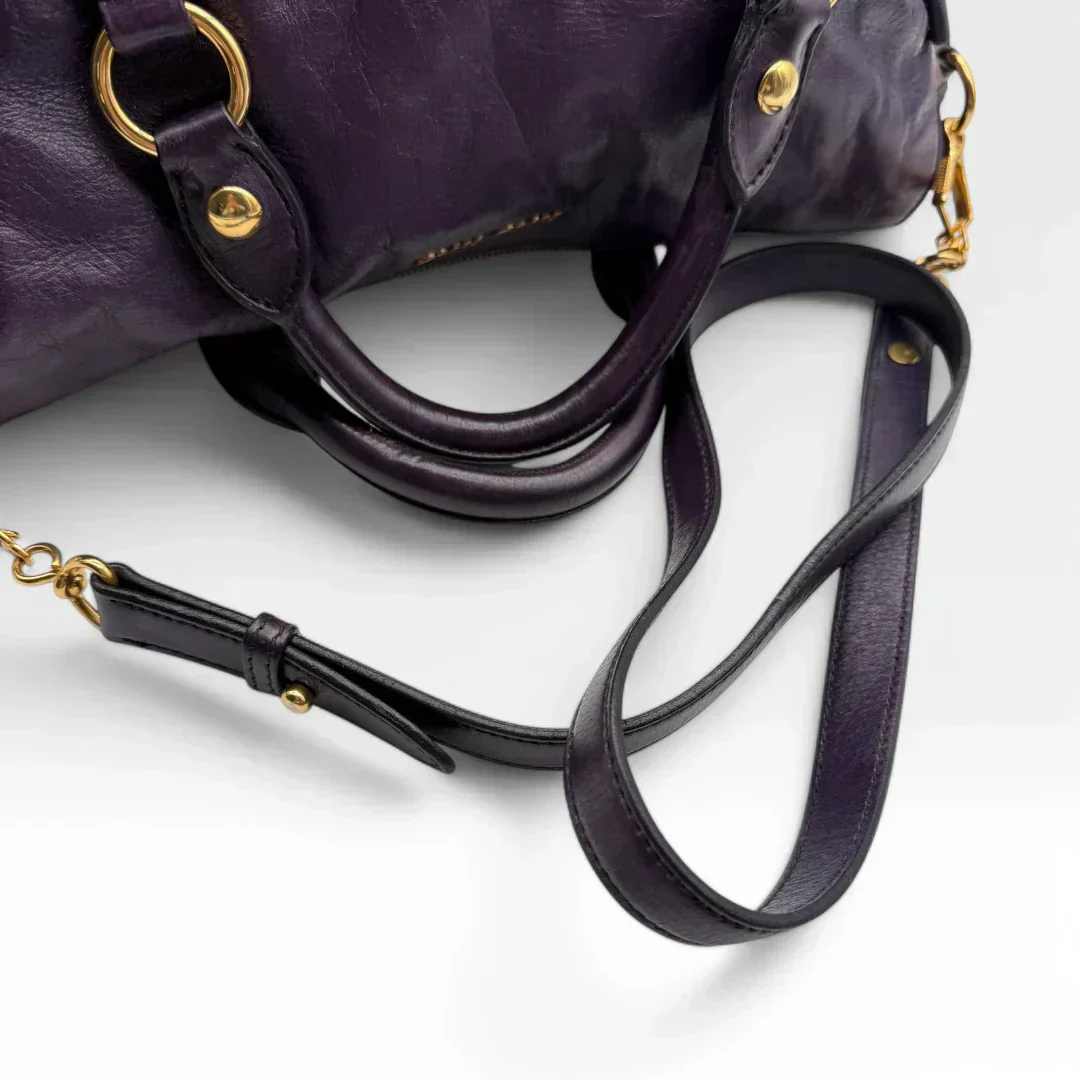 🔥 Pre-owned Miu Miu handbag Vitello Satchel purple 🔥