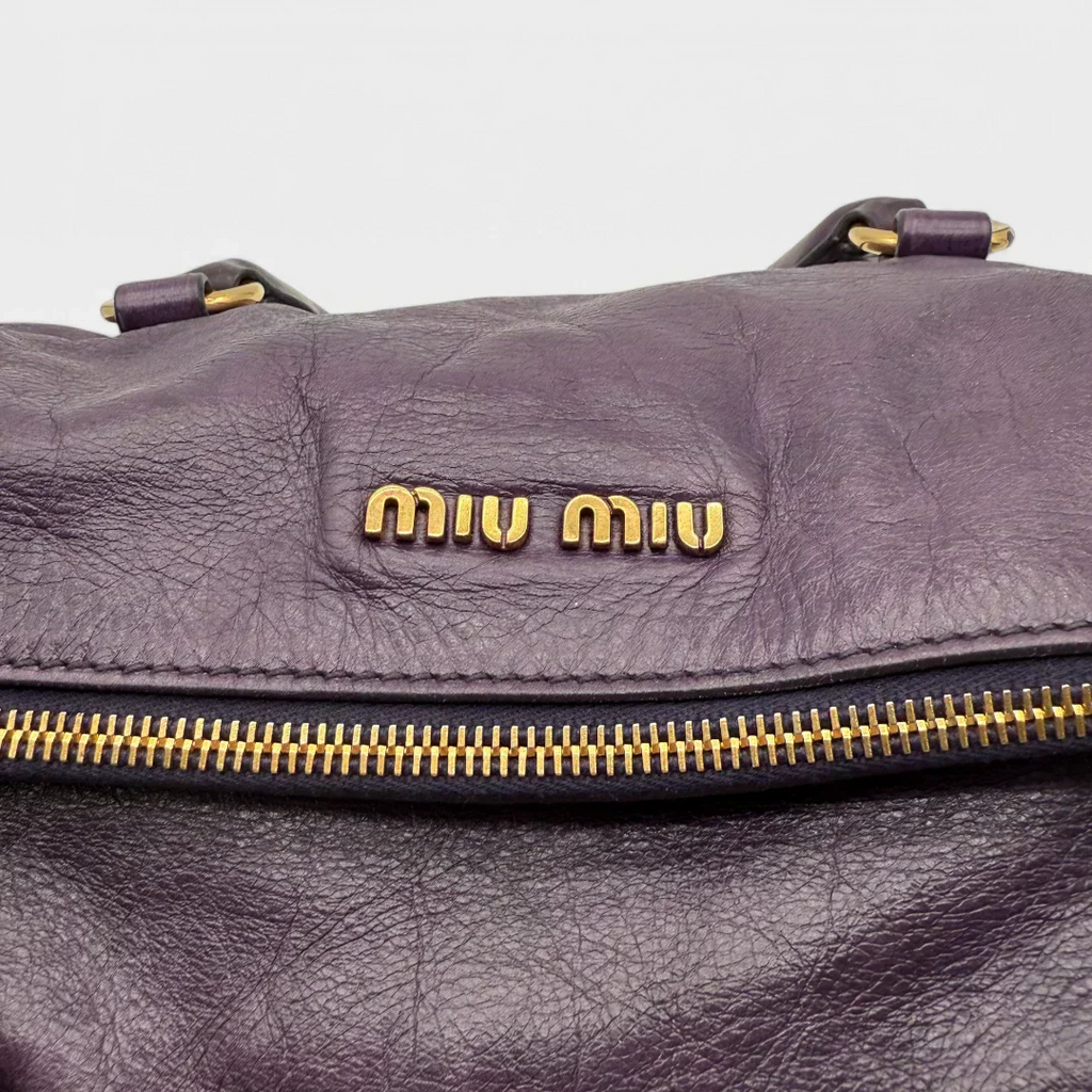 🔥 Pre-owned Miu Miu handbag Vitello Satchel purple 🔥