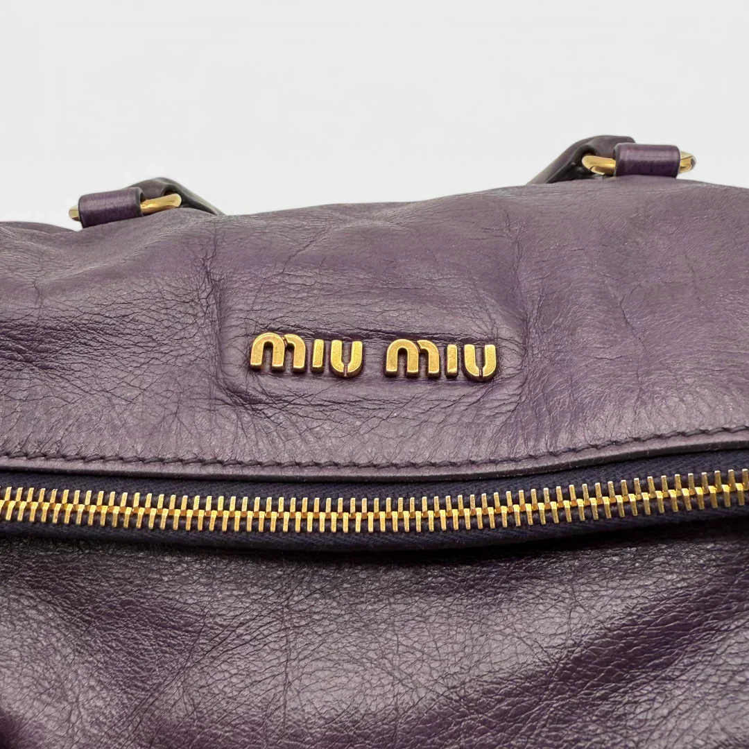 🔥 Pre-owned Miu Miu handbag Vitello Satchel purple 🔥