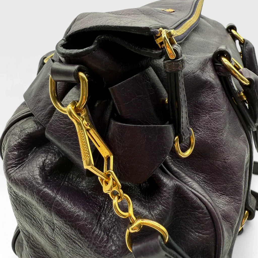 🔥 Pre-owned Miu Miu handbag Vitello Satchel purple 🔥