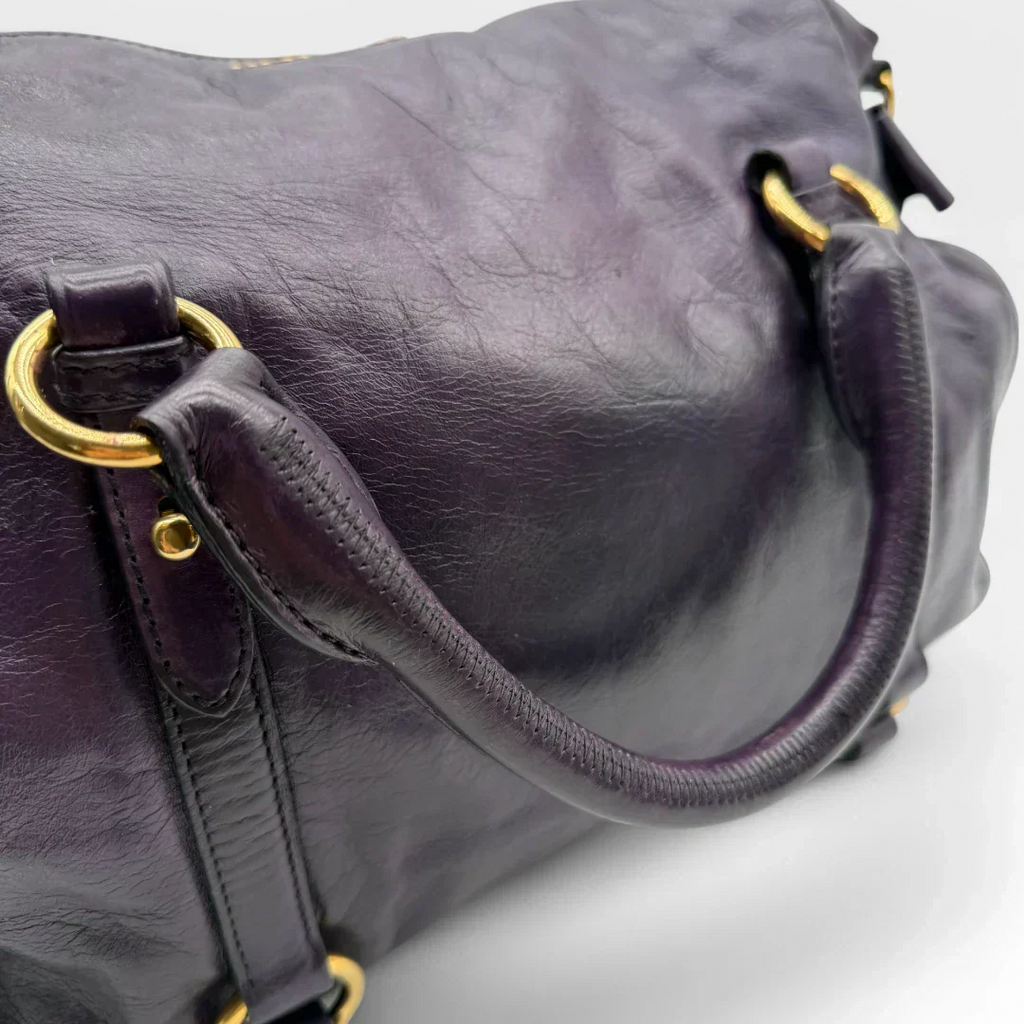 🔥 Pre-owned Miu Miu handbag Vitello Satchel purple 🔥