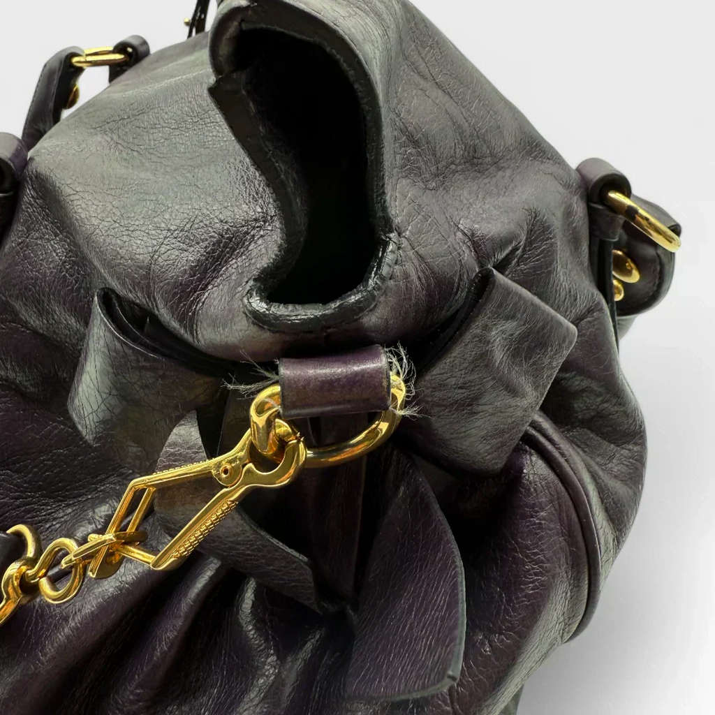 🔥 Pre-owned Miu Miu handbag Vitello Satchel purple 🔥