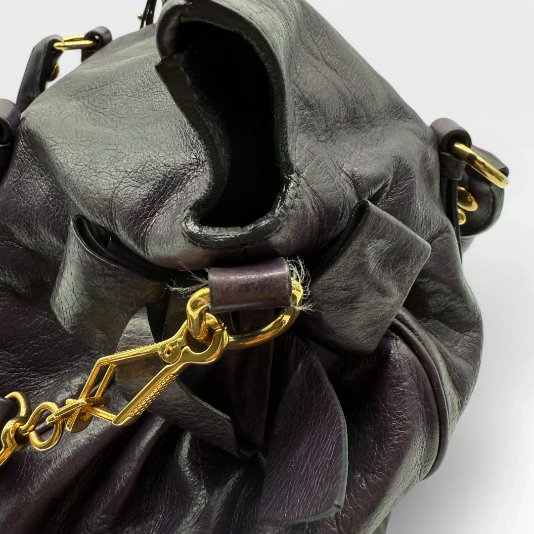 🔥 Pre-owned Miu Miu handbag Vitello Satchel purple 🔥