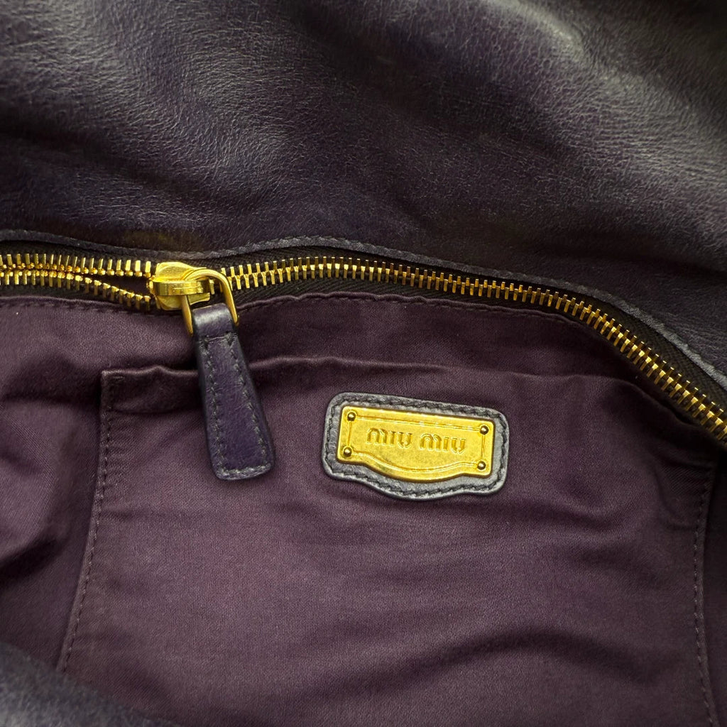 🔥 Pre-owned Miu Miu handbag Vitello Satchel purple 🔥