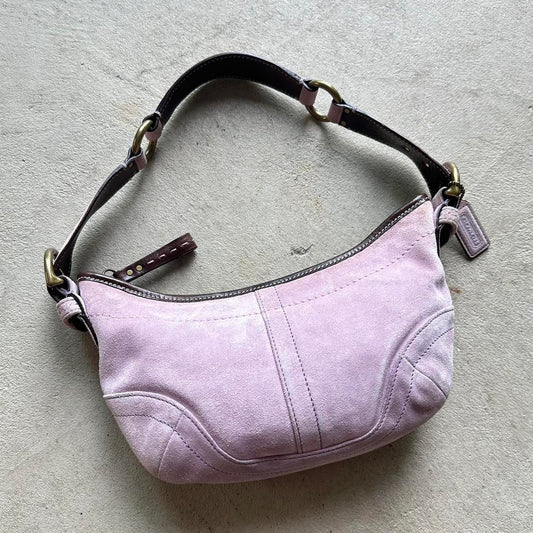 vintage y2k coach pale pink croissant suede shoulder bag