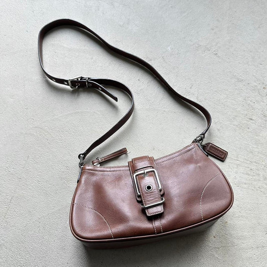 vintage y2k coach caramel brown leather mini hampton crossbody bag
