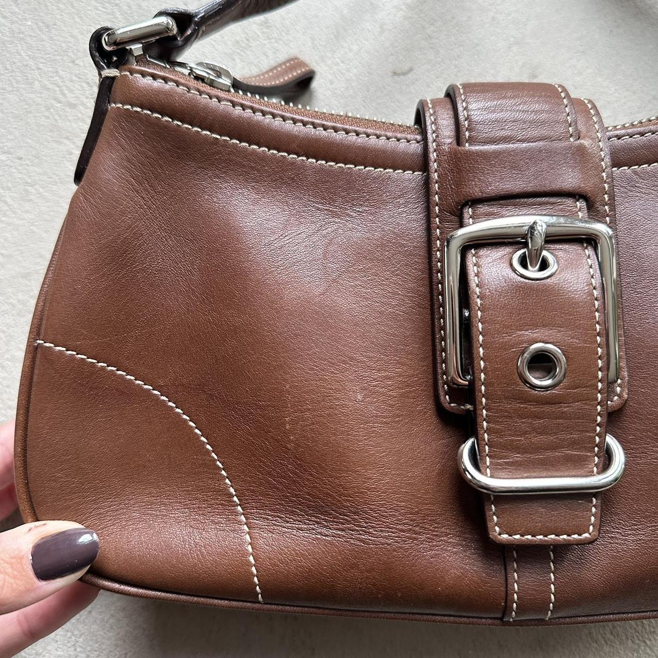 vintage y2k coach caramel brown leather mini hampton crossbody bag