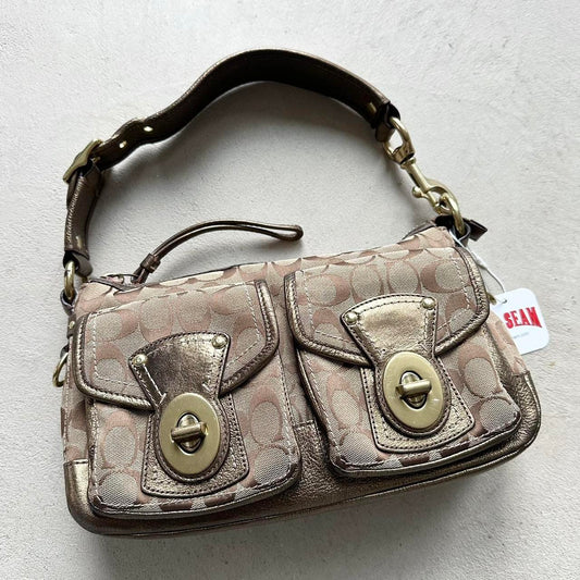 vintage y2k coach tan metallic shoulder bag