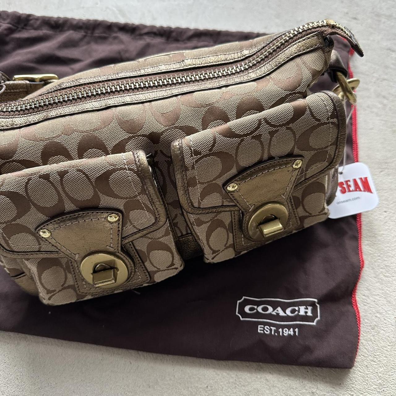 vintage y2k coach tan metallic shoulder bag