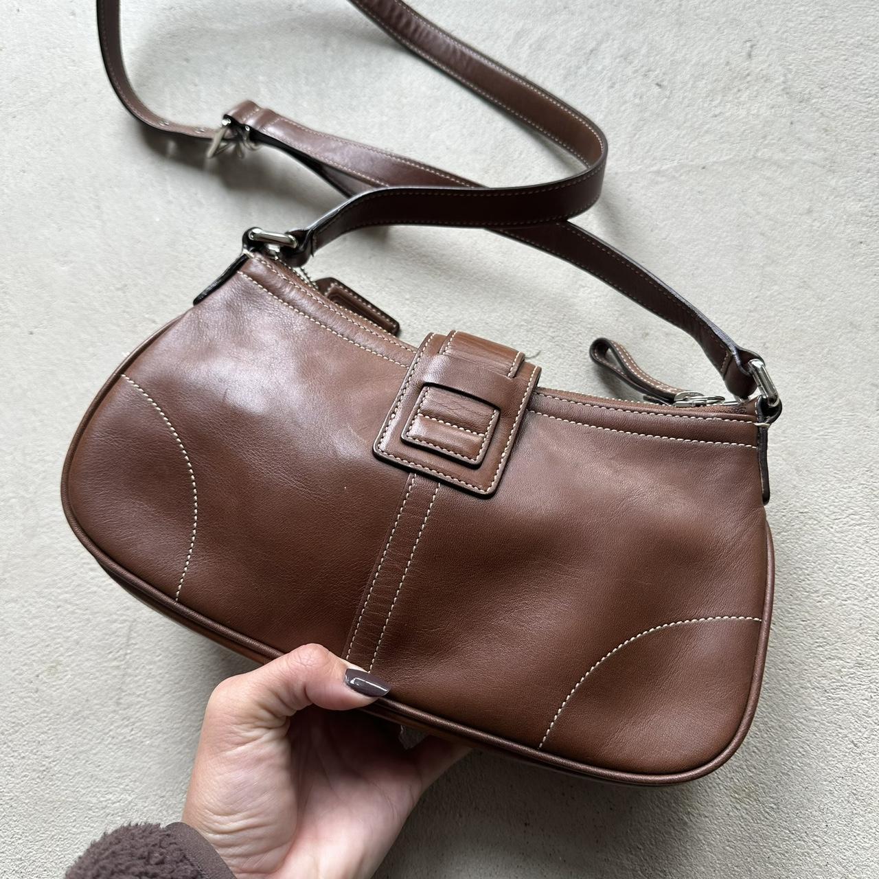 vintage y2k coach caramel brown leather mini hampton crossbody bag