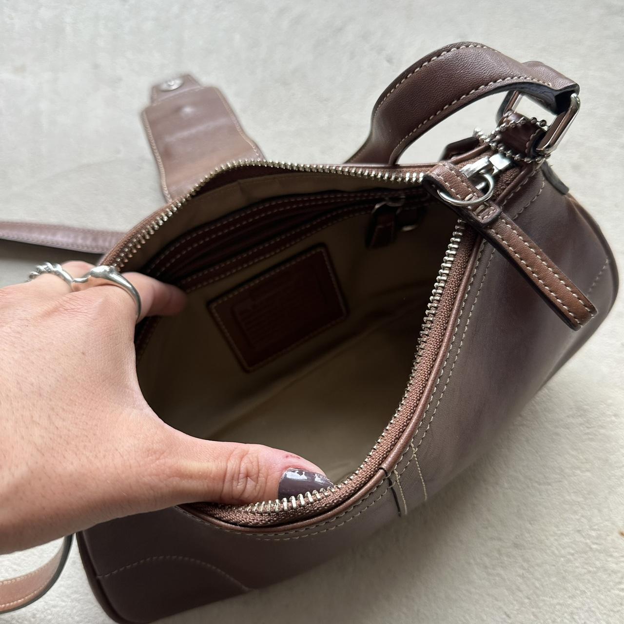 vintage y2k coach caramel brown leather mini hampton crossbody bag