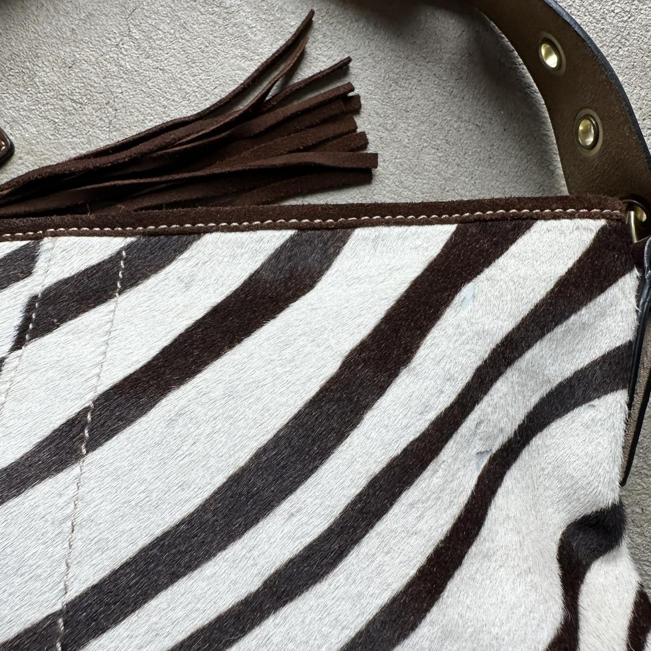 rare vintage y2k coach zebra print pony hair shoulder bag