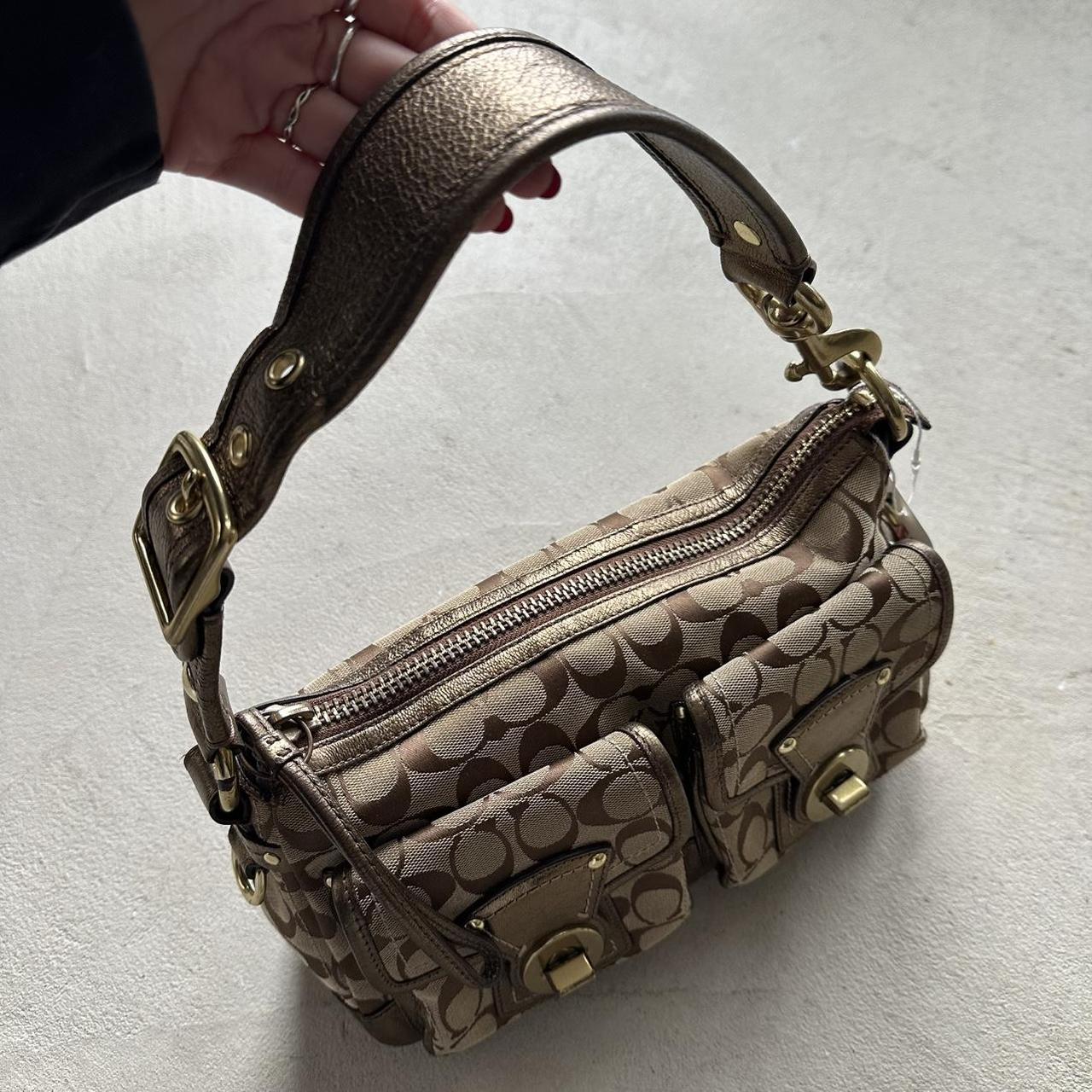 vintage y2k coach tan metallic shoulder bag