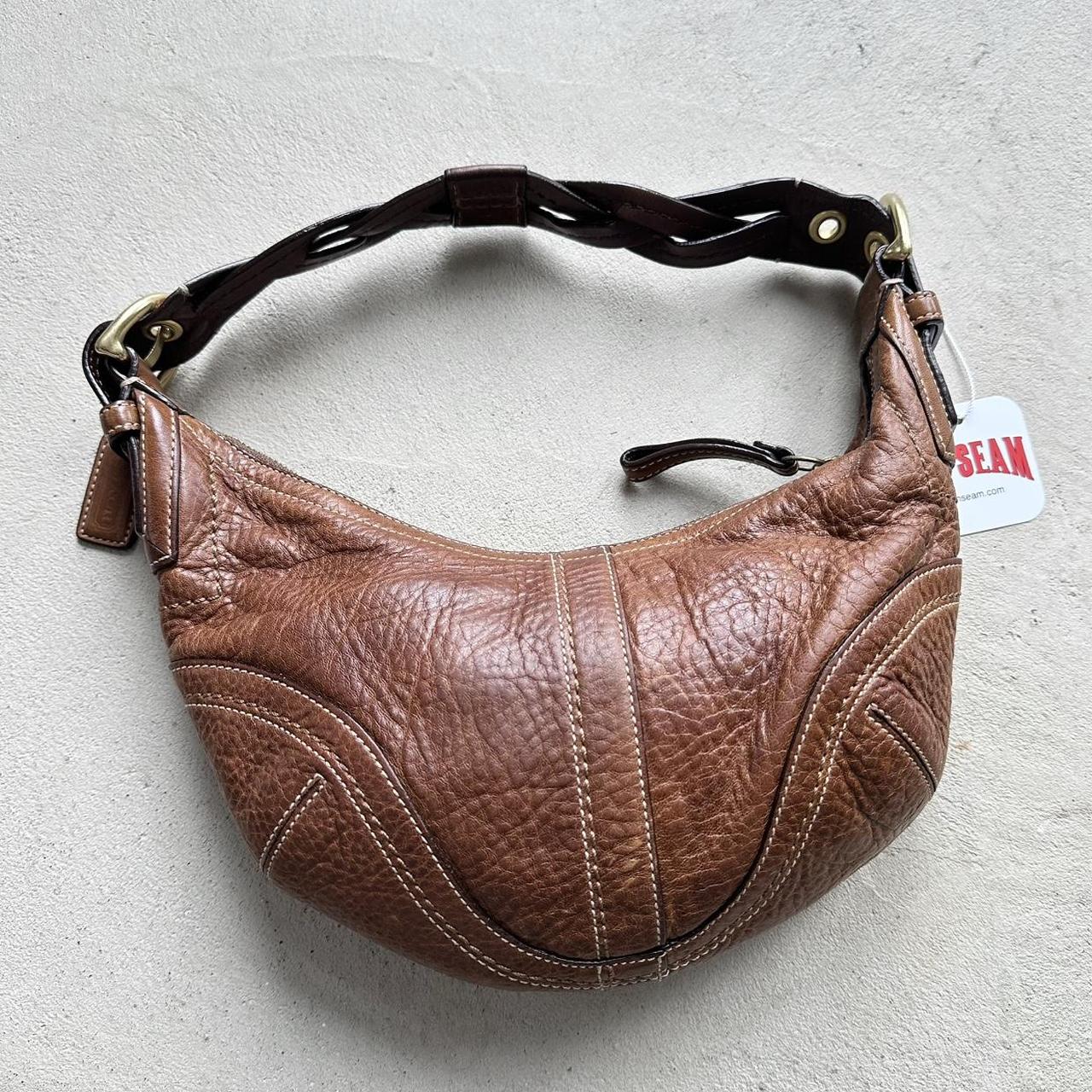 vintage y2k coach brown croissant leather shoulder bag