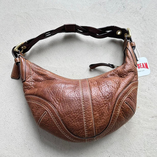 vintage y2k coach brown croissant leather shoulder bag