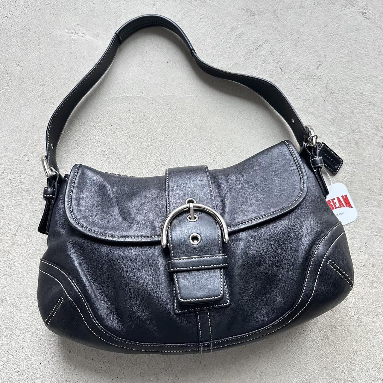 vintage y2k coach black leather soho shoulder bag 24