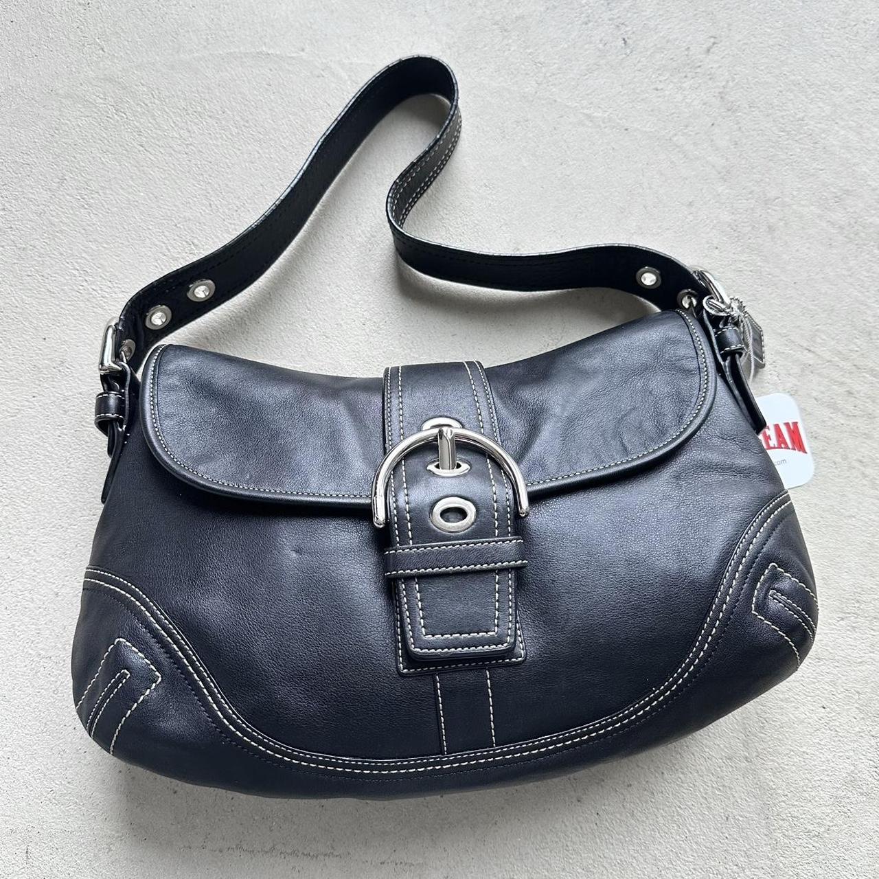 vintage y2k coach black leather soho shoulder bag 25