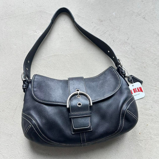 vintage y2k coach black leather soho shoulder bag 26