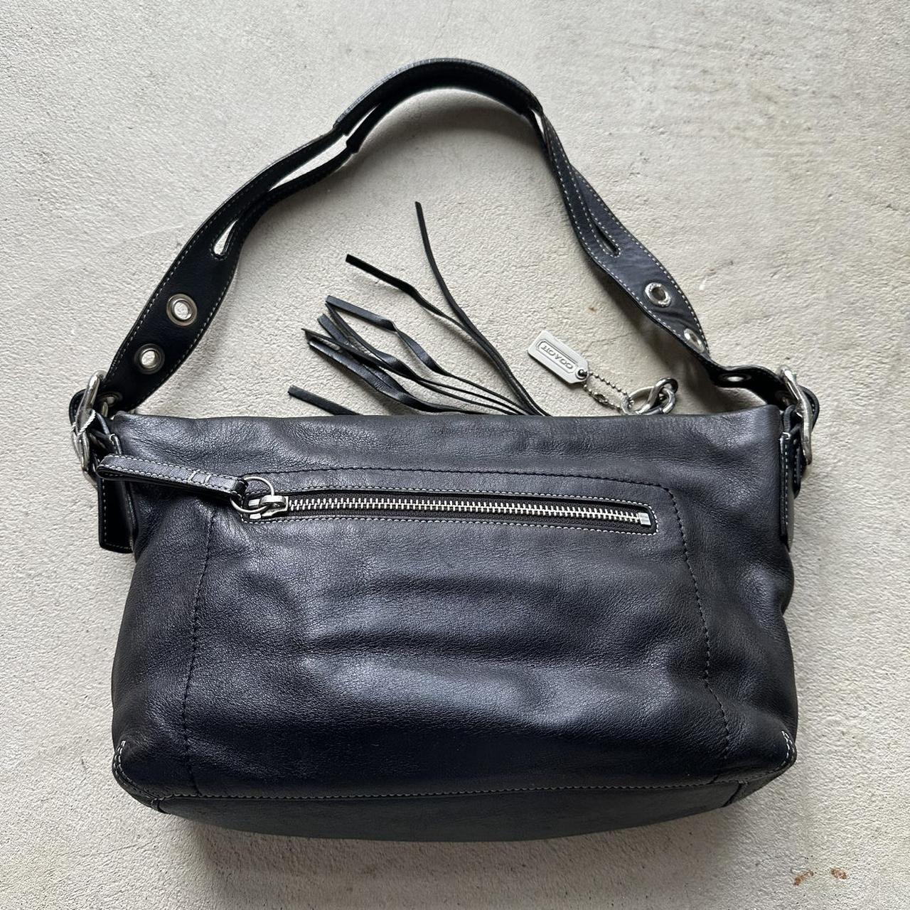 vintage y2k coach black leather shoulder bag 12