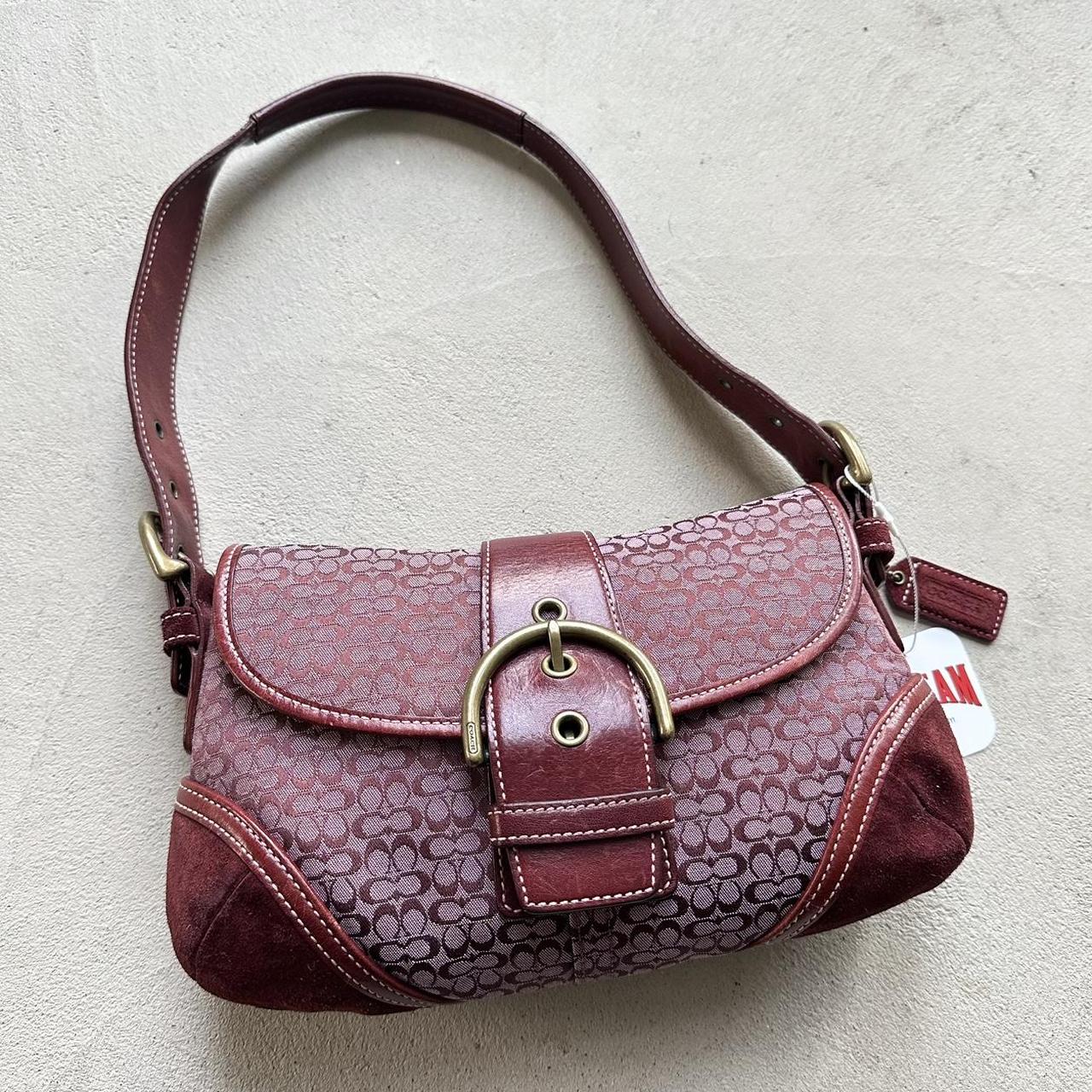 rare vintage y2k coach burgundy mini soho shoulder bag