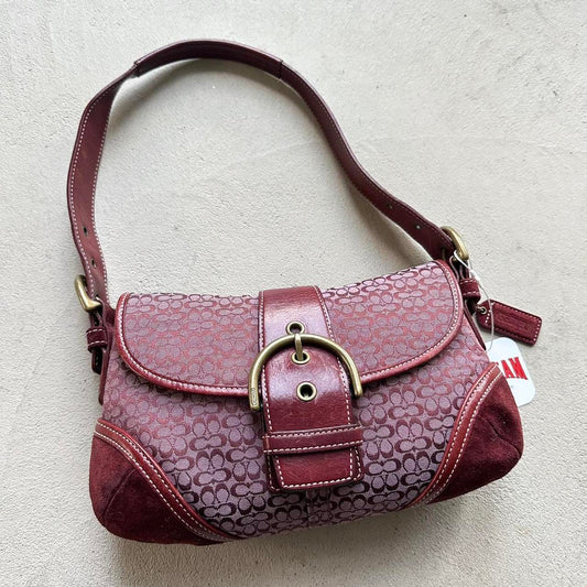 rare vintage y2k coach burgundy mini soho shoulder bag