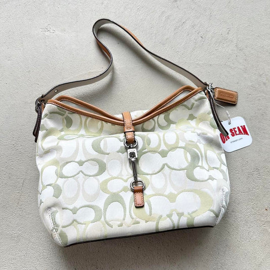 vintage y2k coach white muilticolor canvas shoulder bag