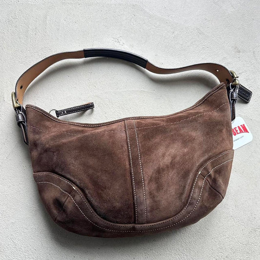vintage y2k coach brown suede croissant shoulder bag 1