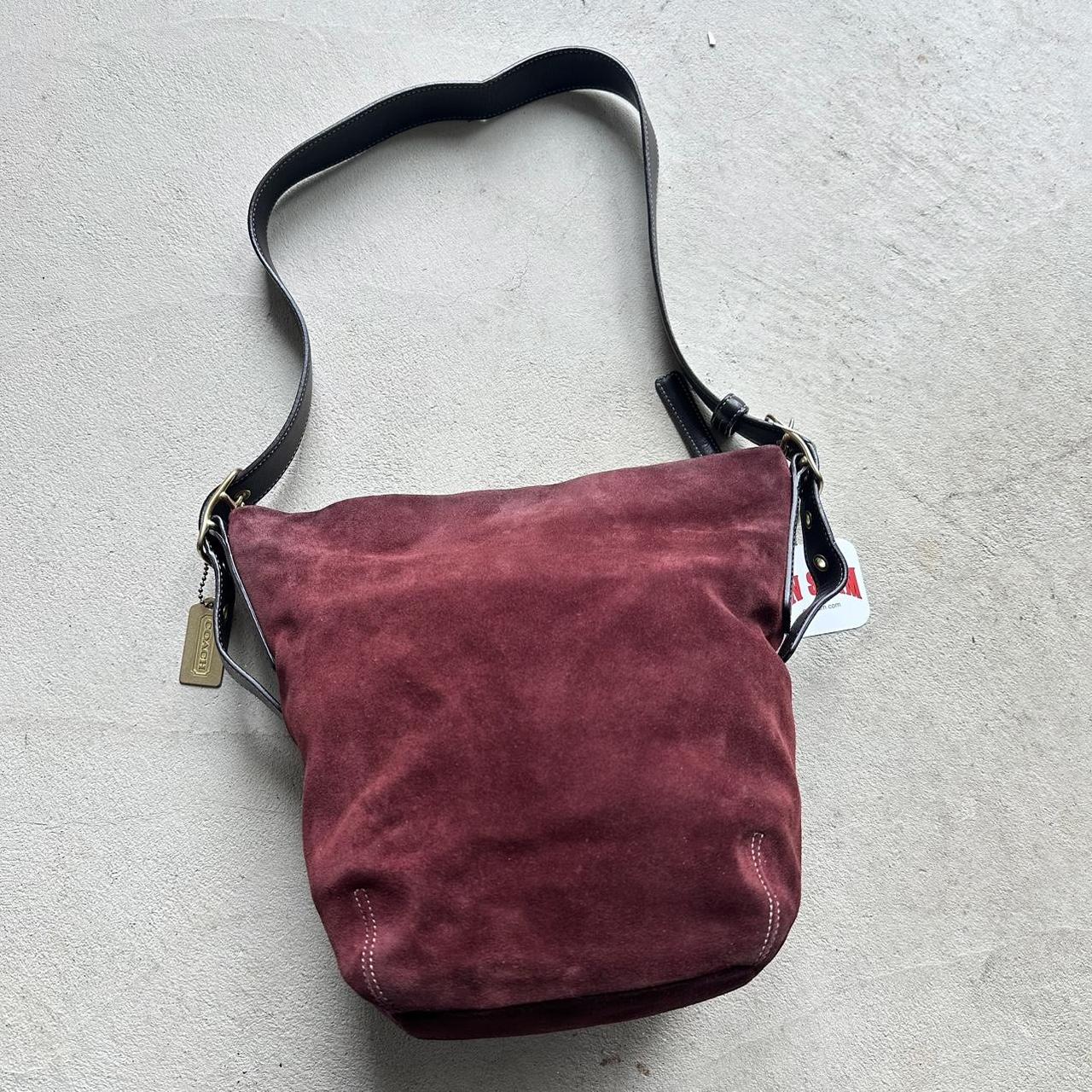 vintage coach red suede shoulder bag