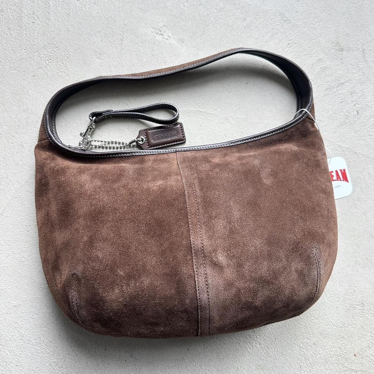 vintage y2k coach brown suede croissant ergo style shoulder bag