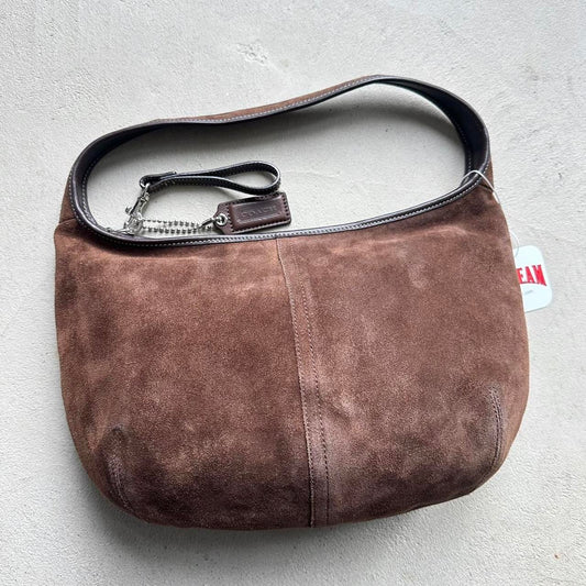 vintage y2k coach brown suede croissant ergo style shoulder bag