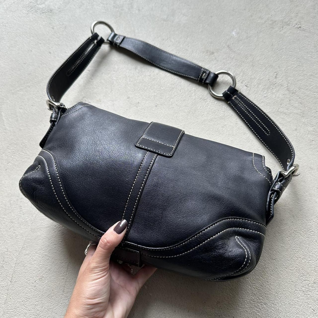 vintage y2k coach black square soho leather shoulder bag 16