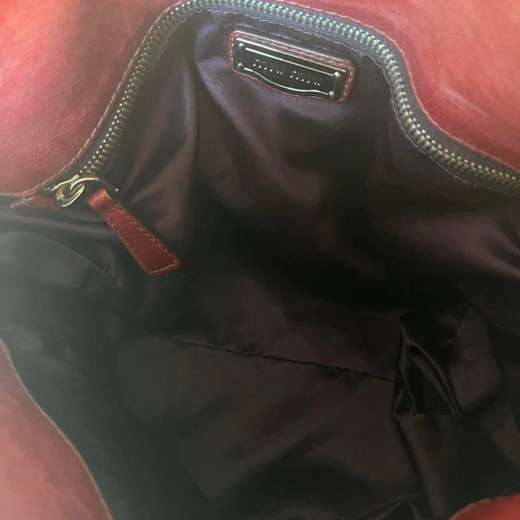 Authentic Miu Miu Vitello Lux Bow Mini Bag – Burgundy