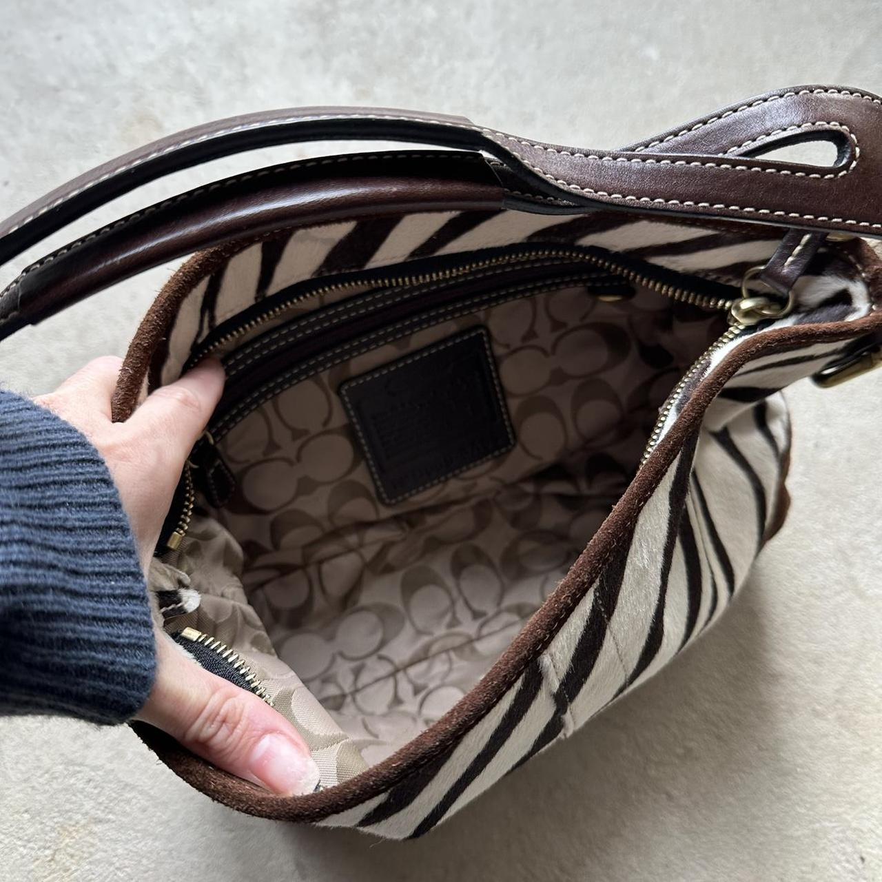 rare vintage y2k coach zebra print pony hair shoulder bag