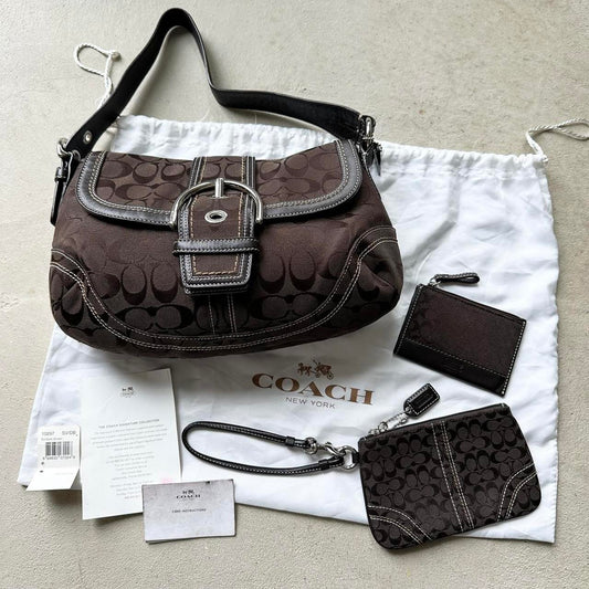 vintage y2k coach brown canvas soho shoulder bag 1