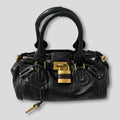 CHLOÉ Paddington Bag  Black Leather With Gold Lock Hardware